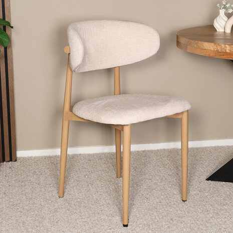 Lizzely Garden & Living Eetkamerstoel Reika lichtbruin Japandi beige eetstoel