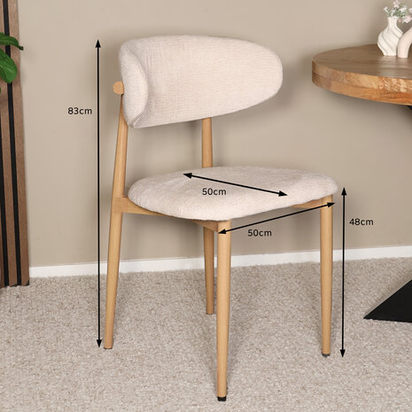 Lizzely Garden & Living Eetkamerstoel Reika lichtbruin Japandi beige eetstoel