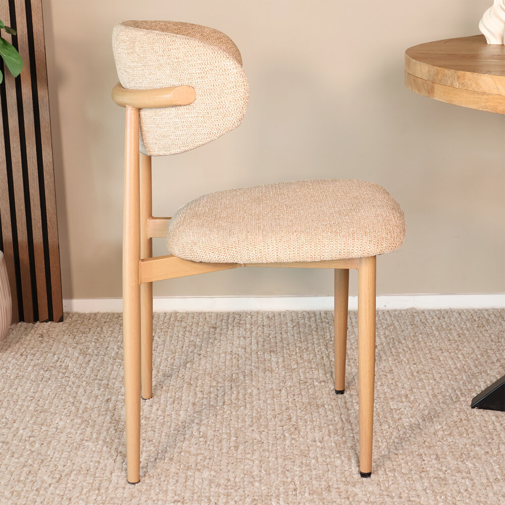 Eetkamerstoel Reika lichtbruin Japandi bruin eetstoel