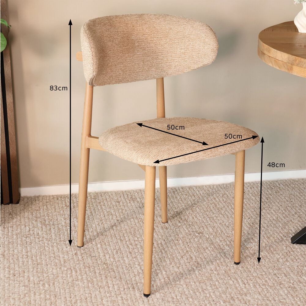 Eetkamerstoel Reika lichtbruin Japandi bruin eetstoel