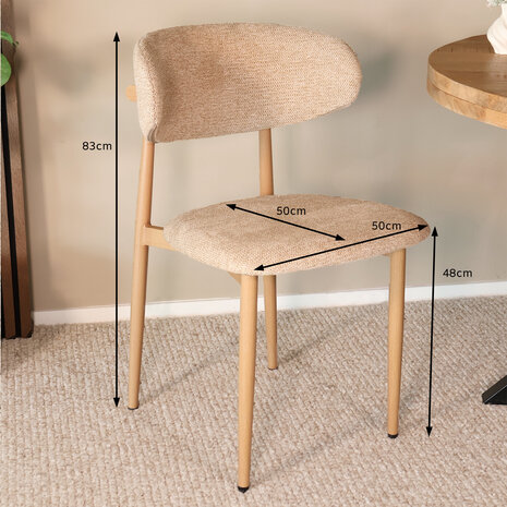 Lizzely Garden & Living Eetkamerstoel Reika lichtbruin Japandi bruin eetstoel