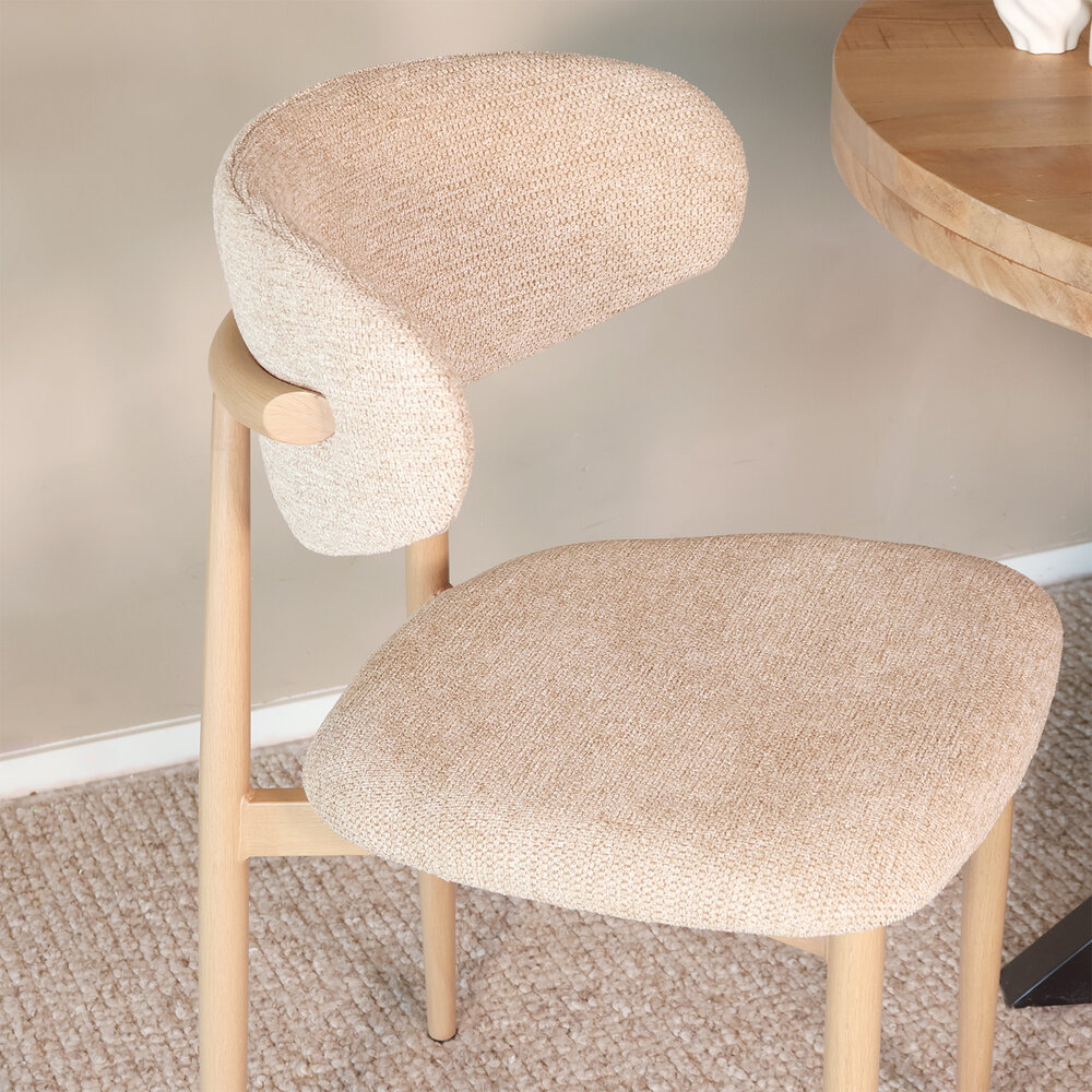 Eetkamerstoel Reika lichtbruin Japandi bruin eetstoel