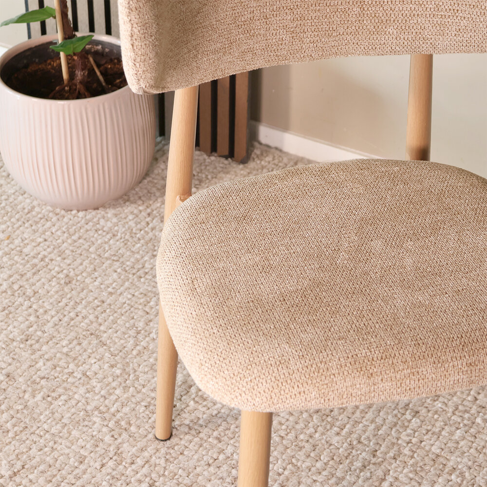 Eetkamerstoel Reika lichtbruin Japandi bruin eetstoel