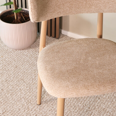 Lizzely Garden & Living Eetkamerstoel Reika lichtbruin Japandi bruin eetstoel