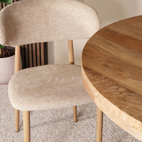 Lizzely Garden & Living Eetkamerstoel Reika lichtbruin Japandi bruin eetstoel