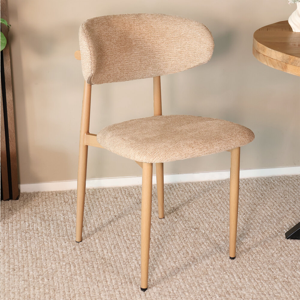 Eetkamerstoel Reika lichtbruin Japandi bruin eetstoel