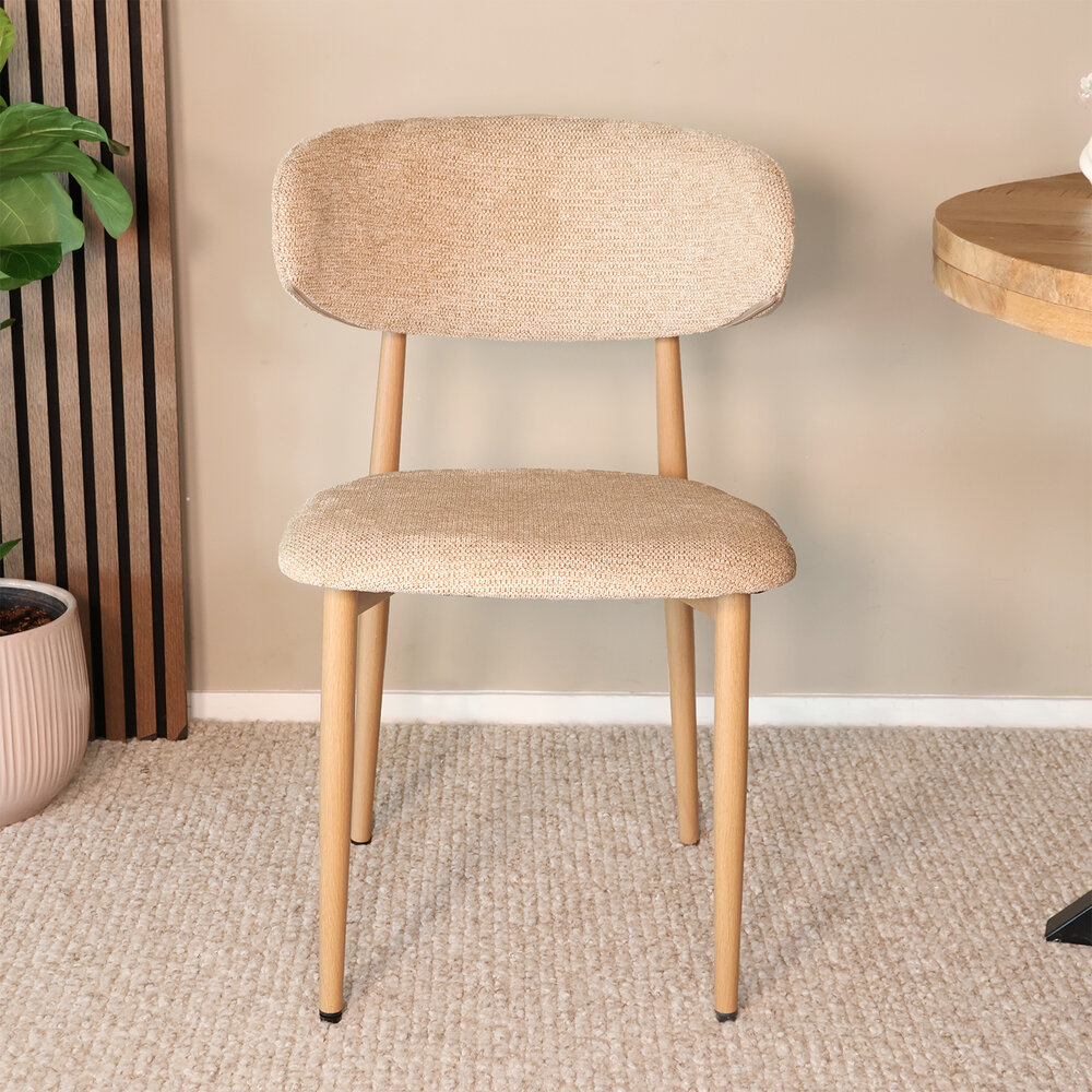 Eetkamerstoel Reika lichtbruin Japandi bruin eetstoel