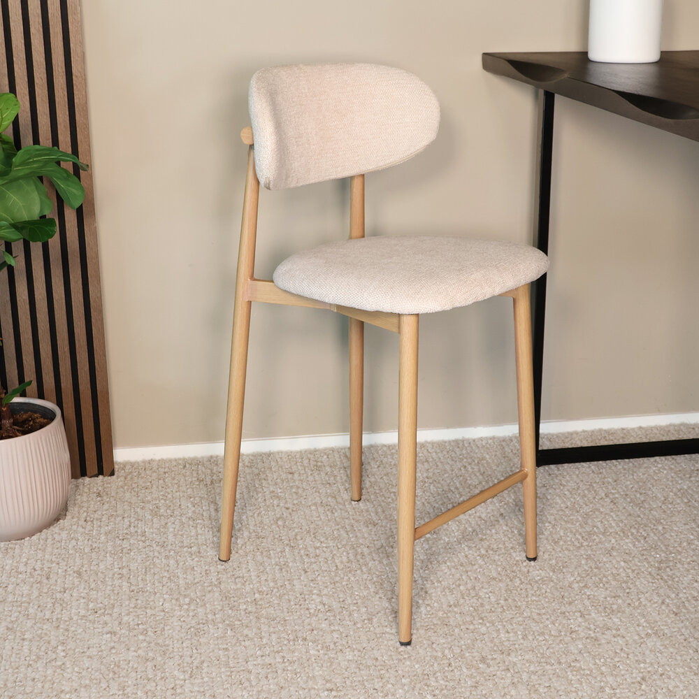 Barkruk Japandi beige Reika lichtbruin