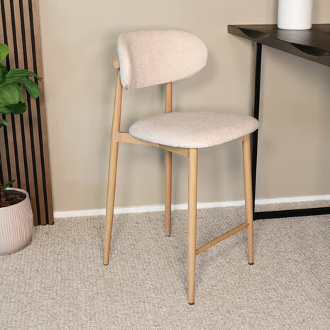 Lizzely Garden & Living Barkruk Japandi beige Reika lichtbruin