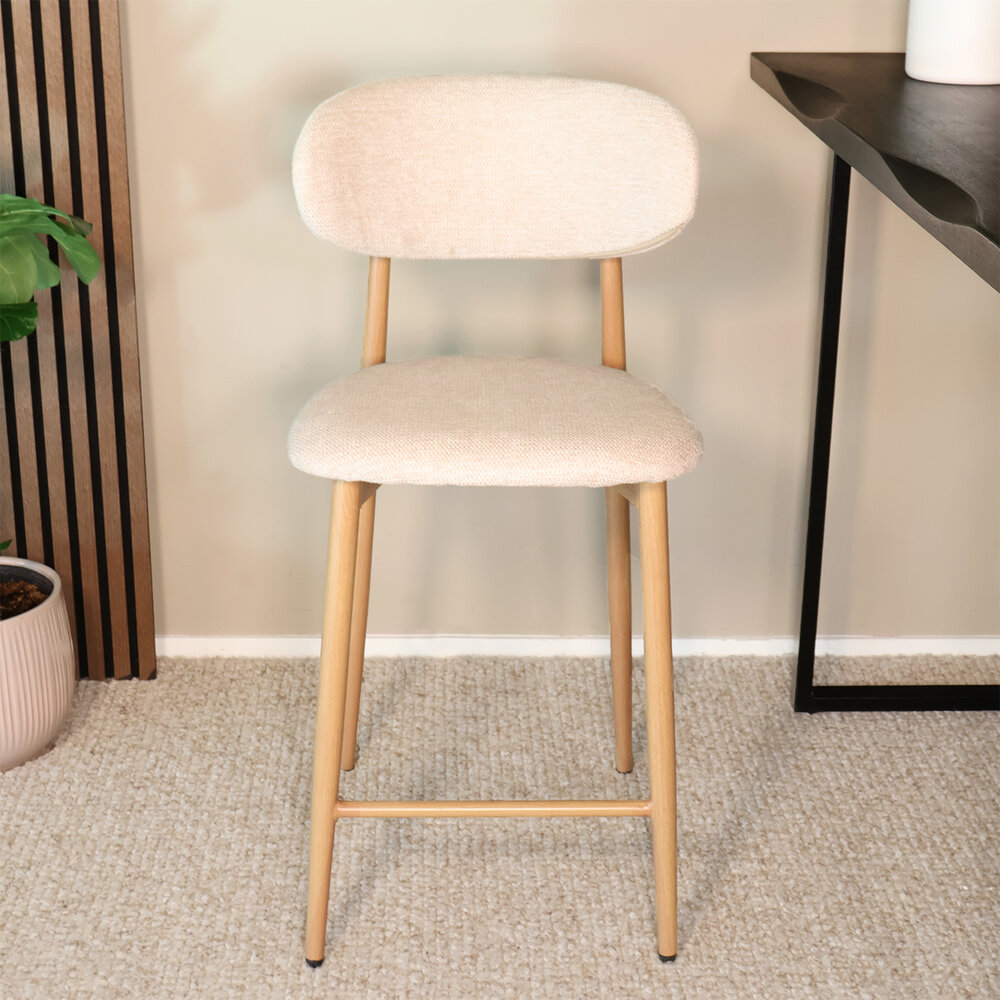 Barkruk Japandi beige Reika lichtbruin