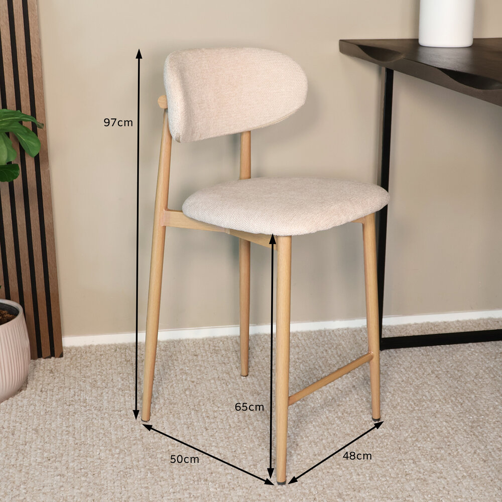 Barkruk Japandi beige Reika lichtbruin