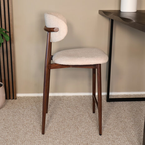 Lizzely Garden & Living Barkruk Japandi beige Reika walnoot