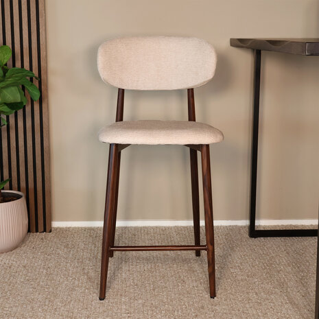 Lizzely Garden & Living Barkruk Japandi beige Reika walnoot