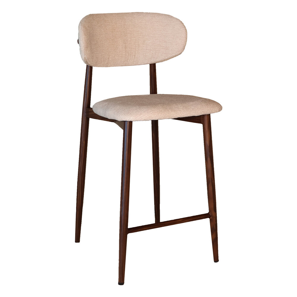 Barkruk Japandi beige Reika walnoot