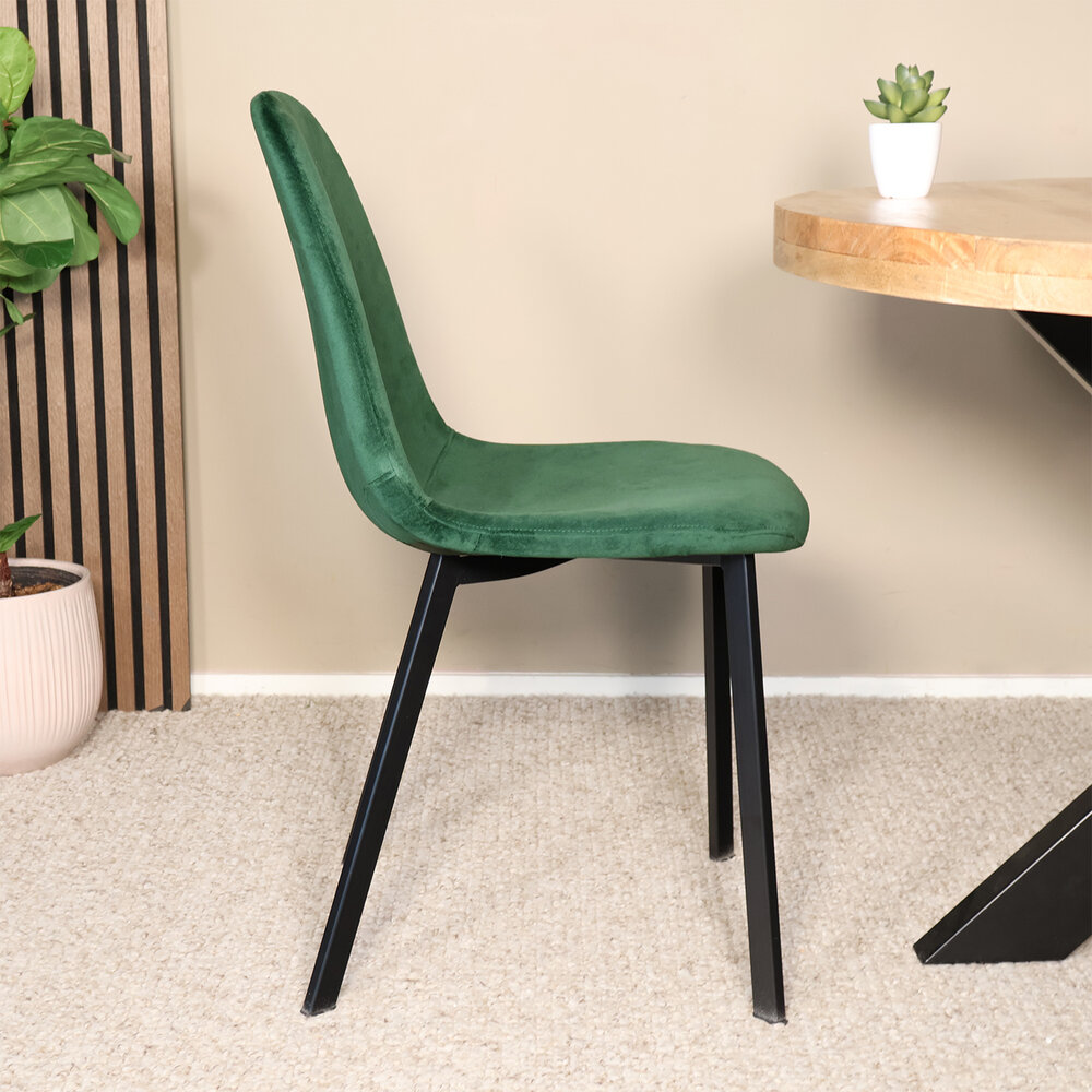 Eetkamerstoel Simpy donkergroen velvet eetstoel