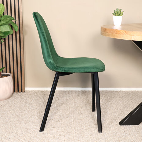 Lizzely Garden & Living Eetkamerstoel Simpy donkergroen velvet eetstoel
