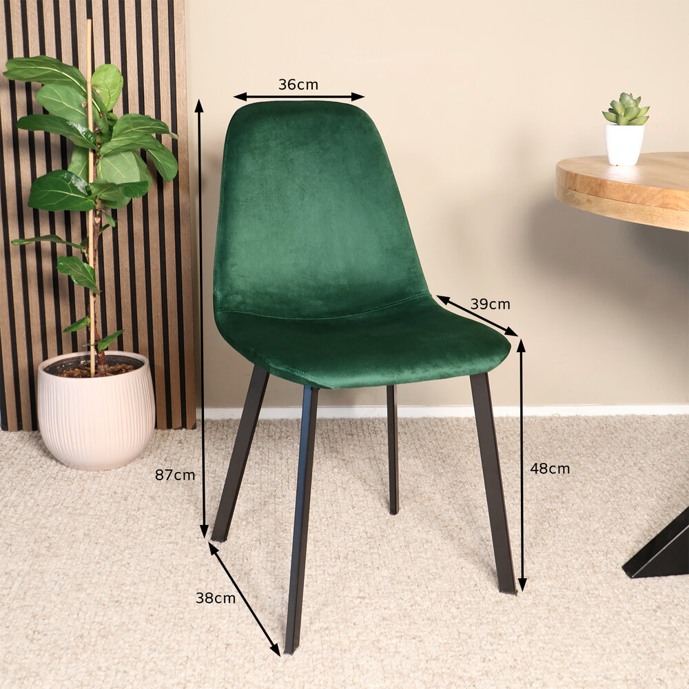 Eetkamerstoel Simpy donkergroen velvet eetstoel