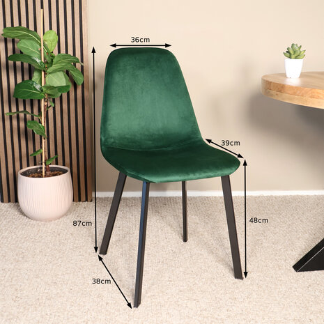 Lizzely Garden & Living Eetkamerstoel Simpy donkergroen velvet eetstoel
