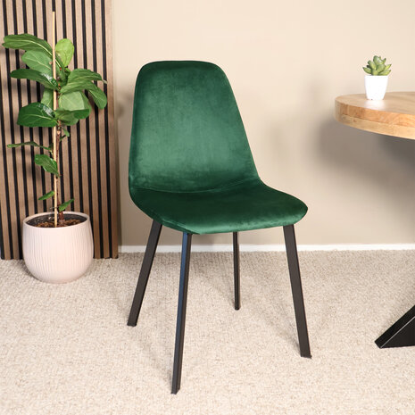 Lizzely Garden & Living Eetkamerstoel Simpy donkergroen velvet eetstoel
