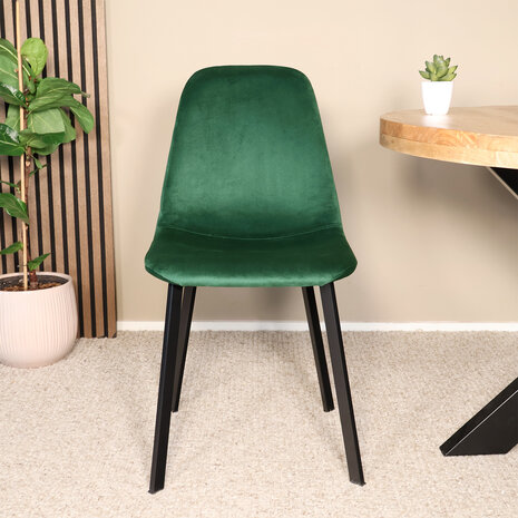 Lizzely Garden & Living Eetkamerstoel Simpy donkergroen velvet eetstoel