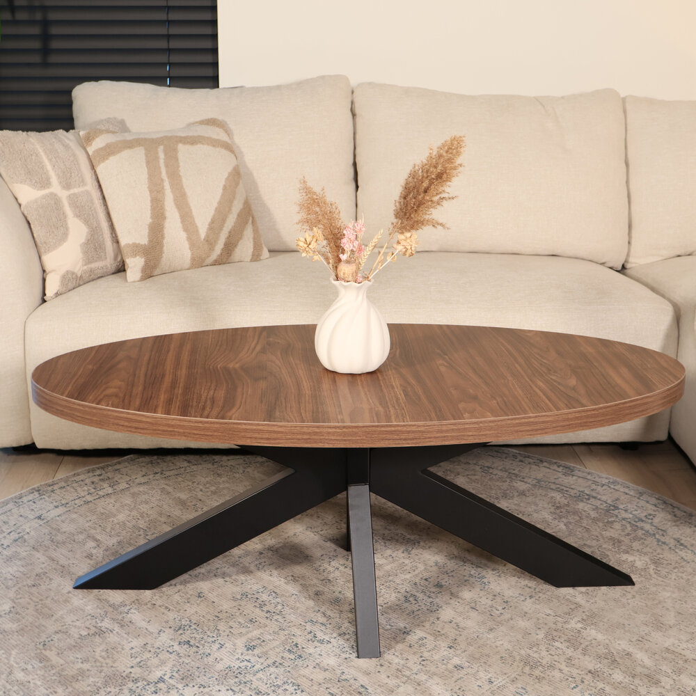 Salontafel ovaal melamine bruin Denzel 120cm