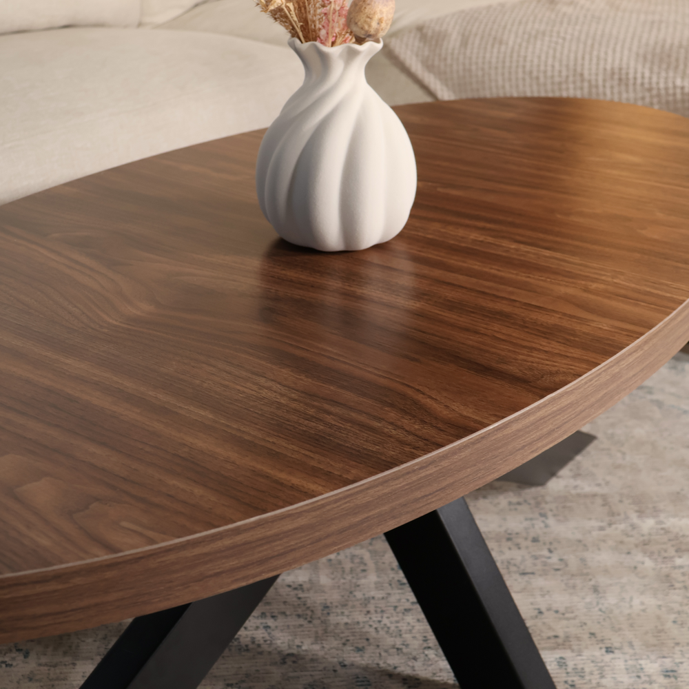 Salontafel ovaal melamine bruin Denzel 120cm