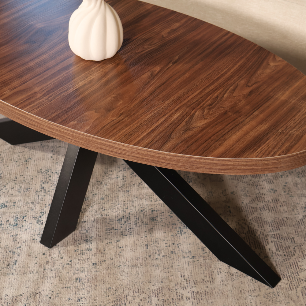 Salontafel ovaal melamine bruin Denzel 120cm