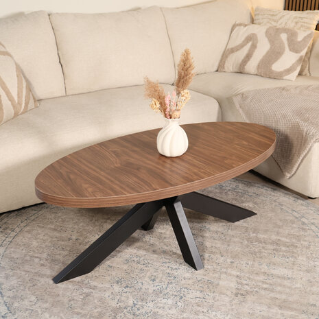 Lizzely Garden & Living Salontafel ovaal melamine bruin Denzel 120cm