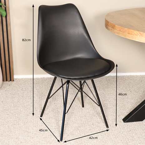 Lizzely Garden & Living Eetkamerstoel Avy met zitvulling zwart eetstoel