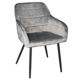 Lizzely Garden & Living Eetkamerstoel met armleuning Barbara velvet grijs eetstoel