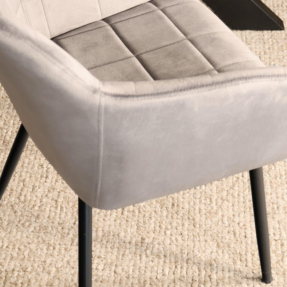 Eetkamerstoel met armleuning Barbara velvet grijs eetstoel