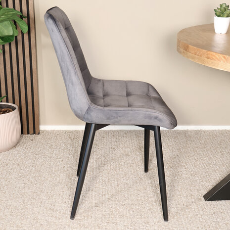 Lizzely Garden & Living Eetkamerstoel De Vince grijs velvet eetstoel