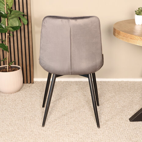 Lizzely Garden & Living Eetkamerstoel De Vince grijs velvet eetstoel