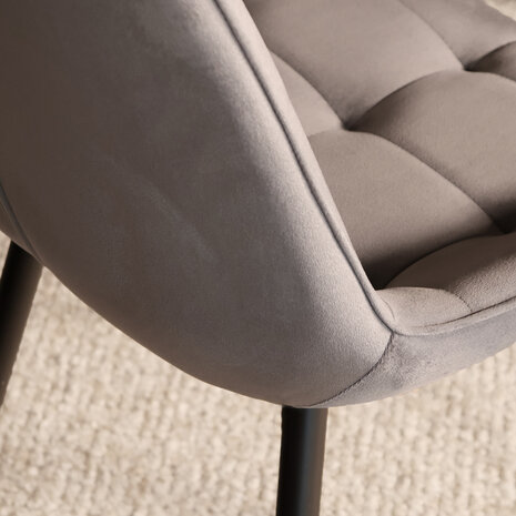 Lizzely Garden & Living Eetkamerstoel De Vince grijs velvet eetstoel