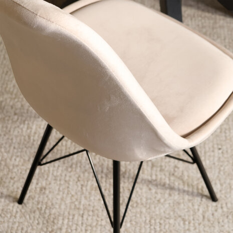 Lizzely Garden & Living Eetkamerstoel Viga zand velvet eetstoel