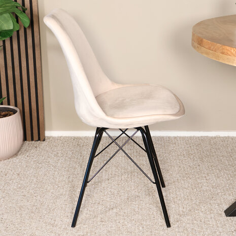 Lizzely Garden & Living Eetkamerstoel Viga zand velvet eetstoel