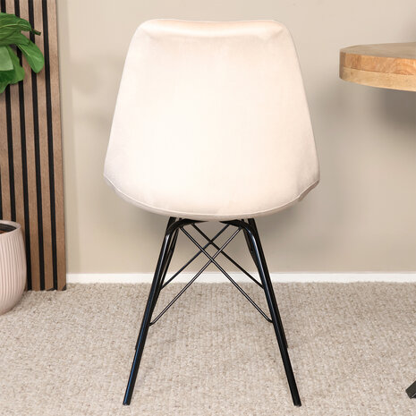 Lizzely Garden & Living Eetkamerstoel Viga zand velvet eetstoel