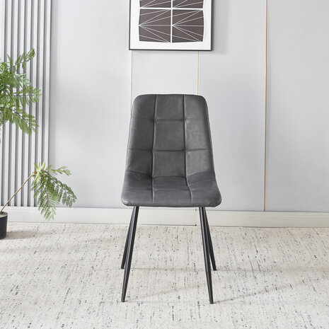 Lizzely Garden & Living Eetkamerstoel Catoo antraciet kunstleder eetstoel