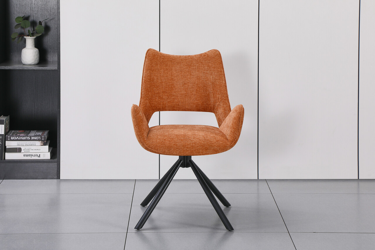 Eetkamerstoel draaibaar Kevin ribstof cognac