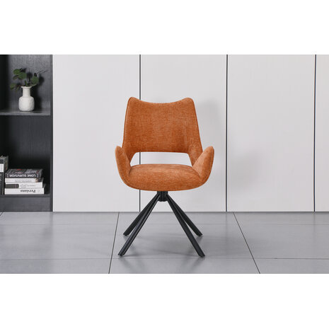 Lizzely Garden & Living Eetkamerstoel draaibaar Kevin ribstof cognac