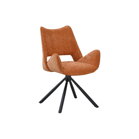 Lizzely Garden & Living Eetkamerstoel draaibaar Kevin ribstof cognac