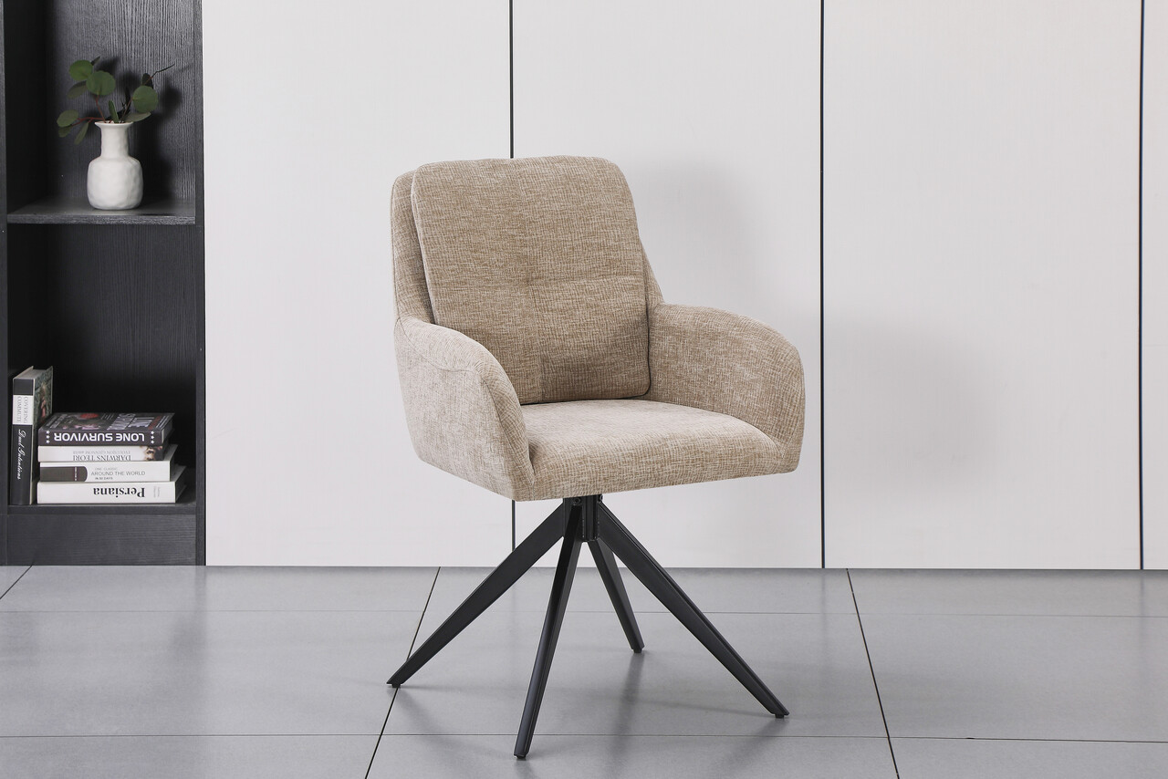 Eetkamerstoel draaibaar Lieve taupe draaibare eetstoel