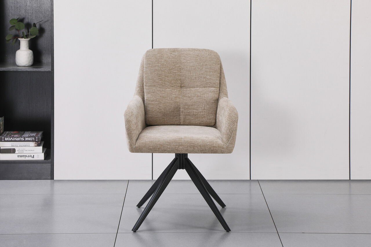 Eetkamerstoel draaibaar Lieve taupe draaibare eetstoel