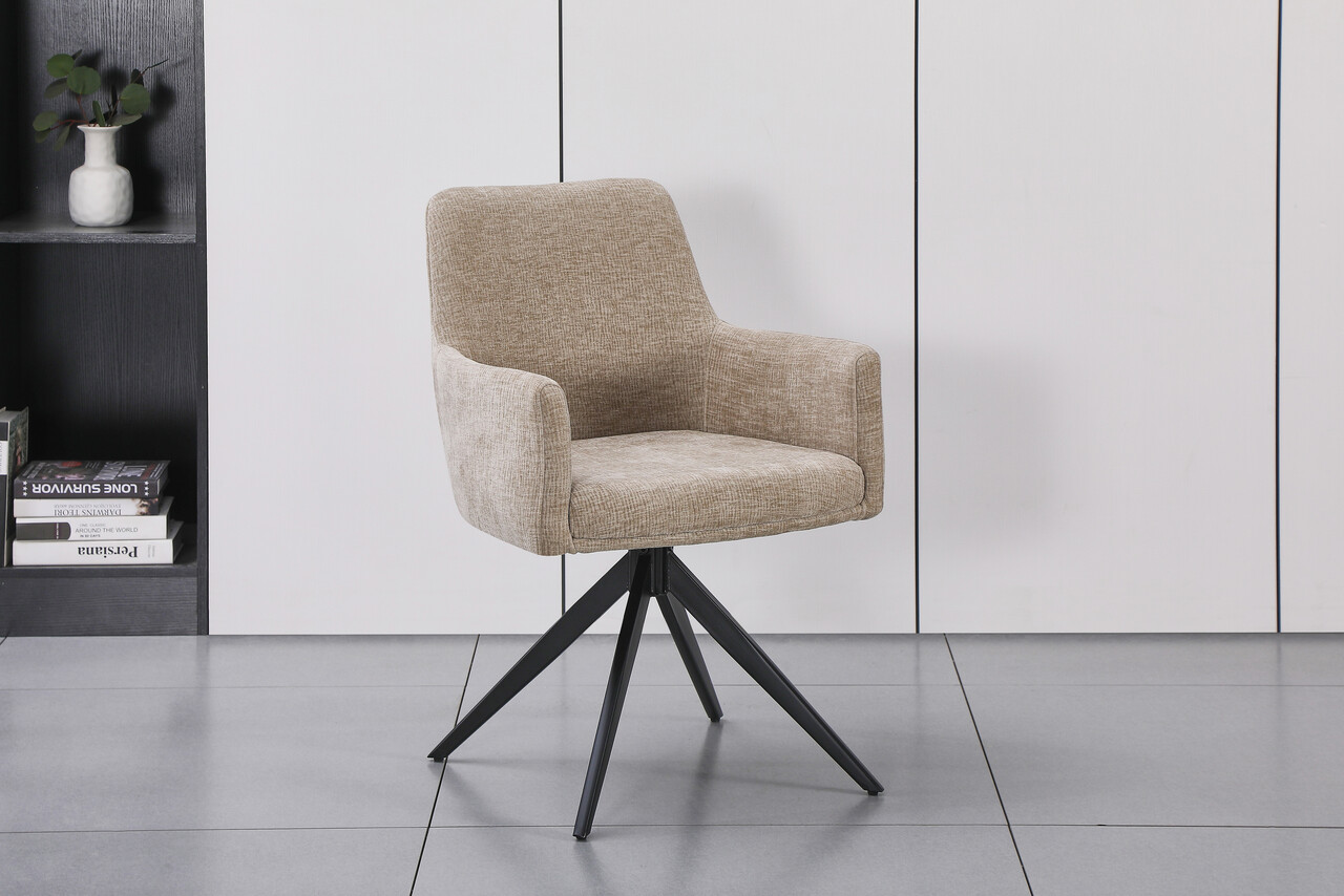 Eetkamerstoel draaibaar met armleuning Nola taupe