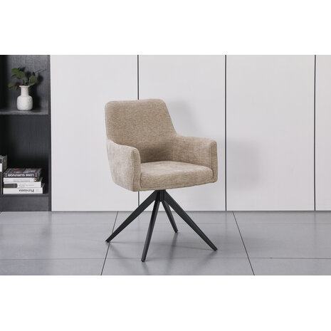 Lizzely Garden & Living Eetkamerstoel draaibaar met armleuning Nola taupe