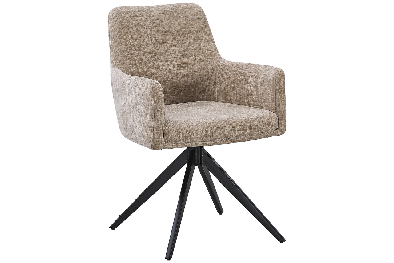 Eetkamerstoel draaibaar met armleuning Nola taupe