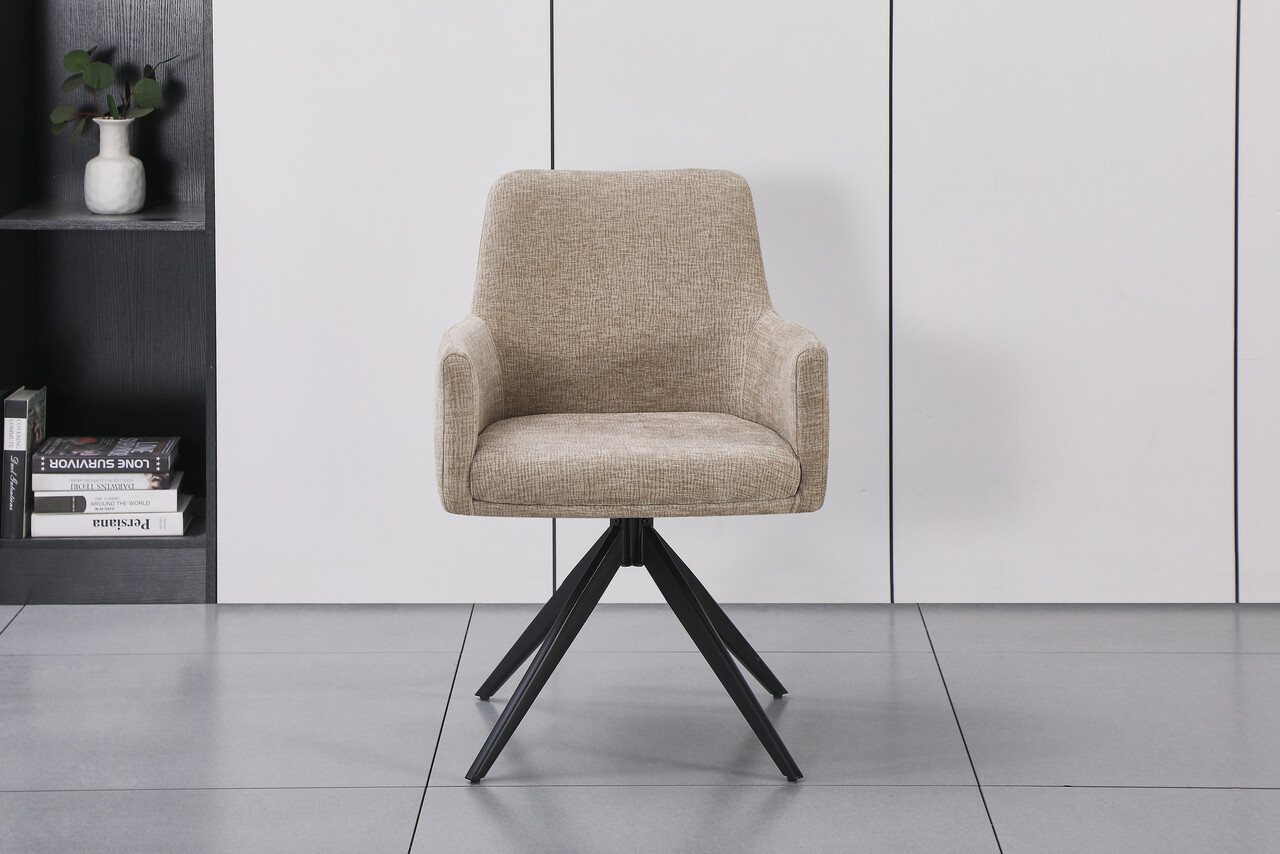 Eetkamerstoel draaibaar met armleuning Nola taupe