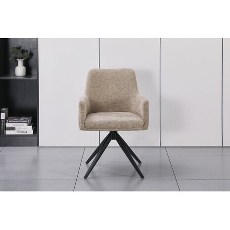 Lizzely Garden & Living Eetkamerstoel draaibaar met armleuning Nola taupe