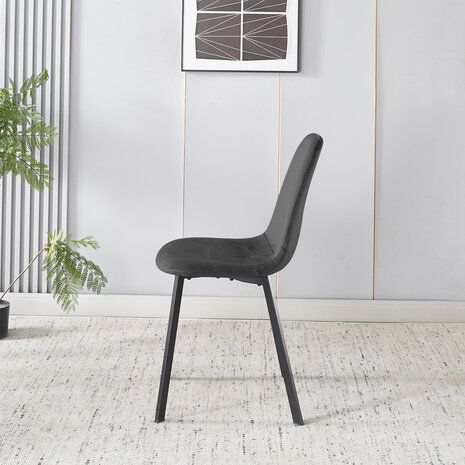 Lizzely Garden & Living Eetkamerstoel Simpy grijs velvet eetstoel