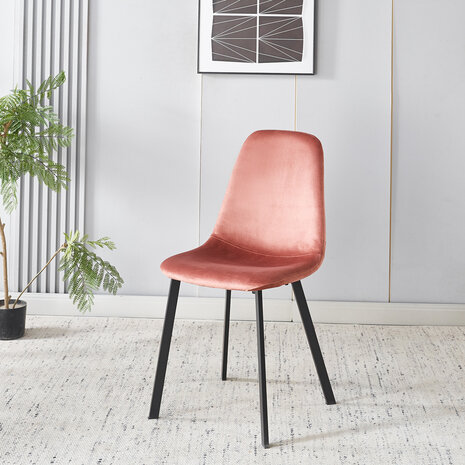 Lizzely Garden & Living Eetkamerstoel Simpy oud roze velvet eetstoel